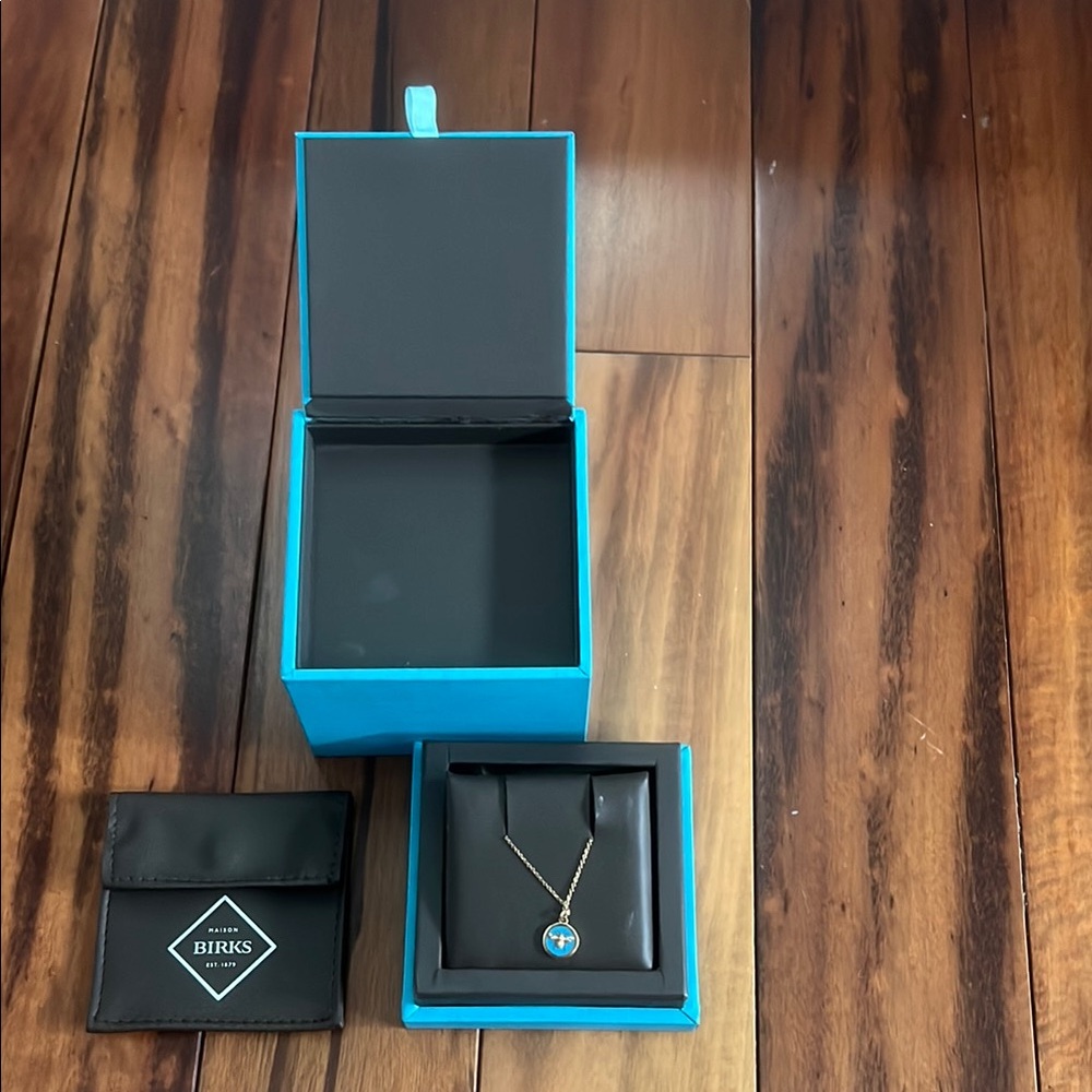 Birks Blue Jewelry Box with Necklace